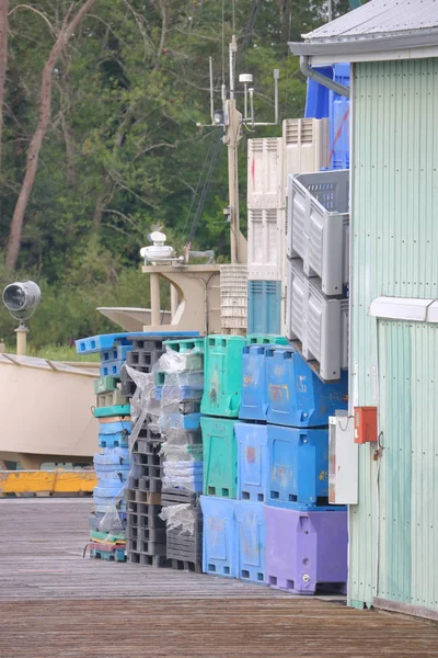 Crab Boxes on Wharf — Stock Photo, Image