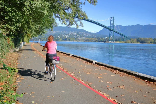 Puente de la Puerta de los Leones y ciclista — Foto de Stock