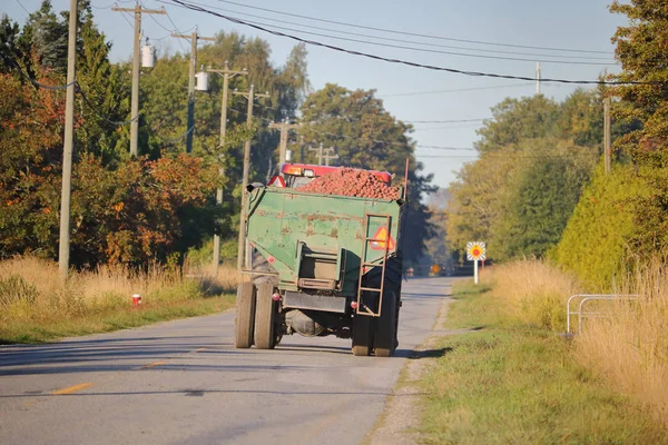 Camion de pommes de terre sur la route rurale — Photo