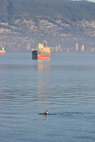 Single Kayaker in Harbor — Stock Photo, Image