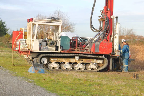 Close Crews Injecting Special Filter Sand Help Keep Clean Water — Stock Photo, Image