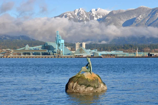 Vancouver Chica Icónica Canadá Traje Neopreno Contra Industria Pesada Costa —  Fotos de Stock