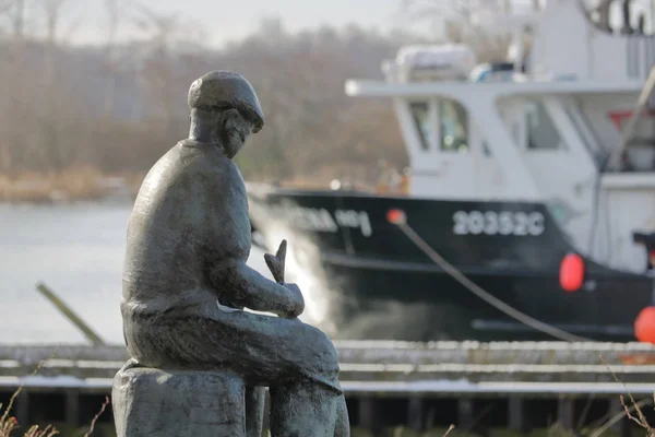 Estátua Memorial Dos Pescadores Comemora Pescadores Japoneses Que Trabalharam Cidade — Fotografia de Stock