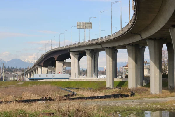 Olhando Para Norte Ponte Arthur Laing Estende Richmond Canadá Através — Fotografia de Stock