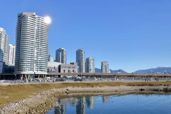 Den Nordøstlige Side Vancouver Canadas False Creek Uudviklede Land Trods - Stock-foto