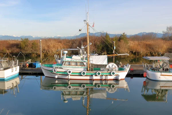 Vue Profil Petit Bateau Pêche Commerciale Amarré Dans Une Baie — Photo