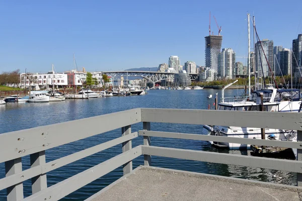 Pont Marina Moderne Surplombe Vancouver False Creek Canada Centre Ville — Photo