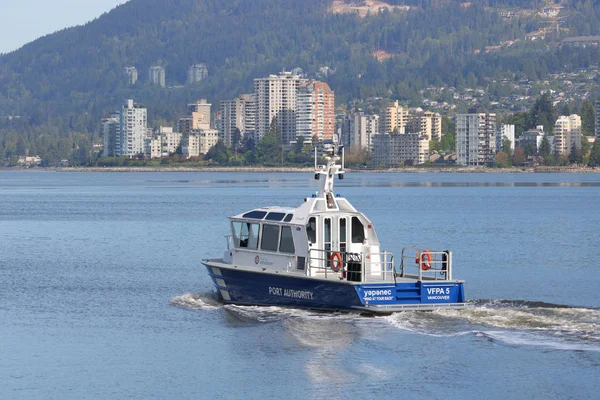 Łódka Vancouver Fraser Port Authority Vancouver Kanada Wyrusza Zatoki English — Zdjęcie stockowe
