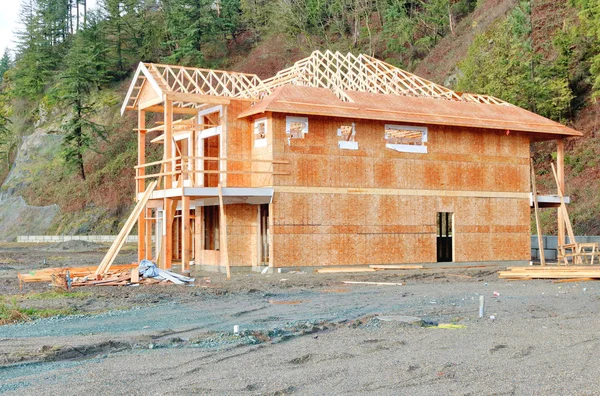 Fullständig Profilbild Ett Stort Modernt Bostadshus Uppbyggnad — Stockfoto