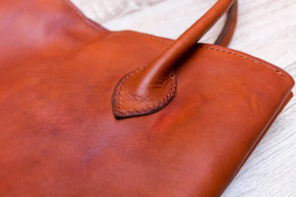 Handmade brown tote leather bag