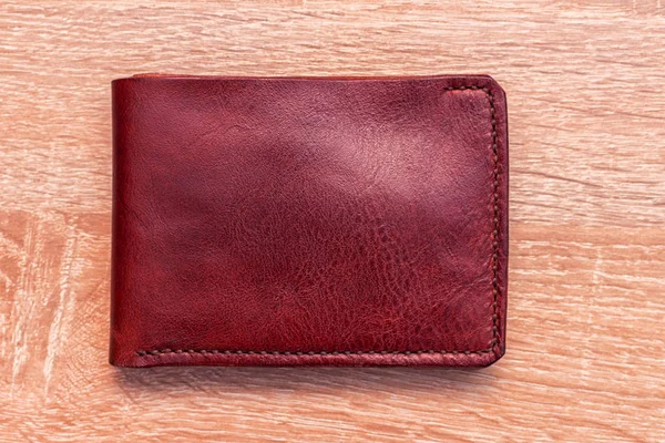 Handmade leather bifold natural full-grain leather wallet purse pouch