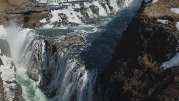 Μεγαλοπρεπής Καταρράκτης Gullfoss στην Ισλανδία — Αρχείο Βίντεο