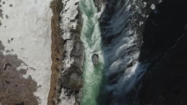 Fenséges Gullfoss a folyó Hvita — Stock videók