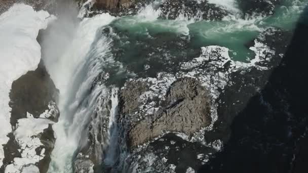 Gullfoss Falls doğal görünümü — Stok video