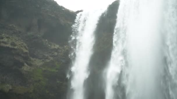 岩やアイスランドのスコウガ滝 — ストック動画