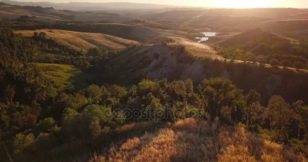 Sunlit Montaione fields — Stock Video