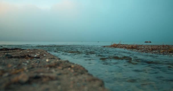 Гроундовский штопор ручья, который уходит прямо в океан — стоковое видео