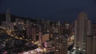 Night Timelapse of Modern Urban City Skyscrapers