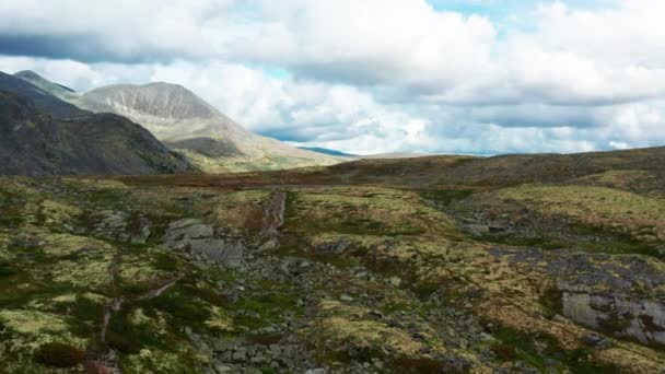 Majestic View from the Top of Mountain Ranges Under Cloudy Blue Skies — Stok video