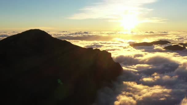 Sunset Glowing Over Clouds And Mountain — Stock video