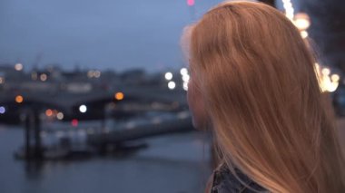 Blond Teenage Girl Looking Over Thames