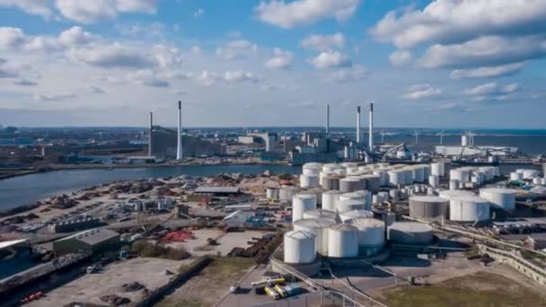 Drone Over Industrial Site In Amager — Stock Video