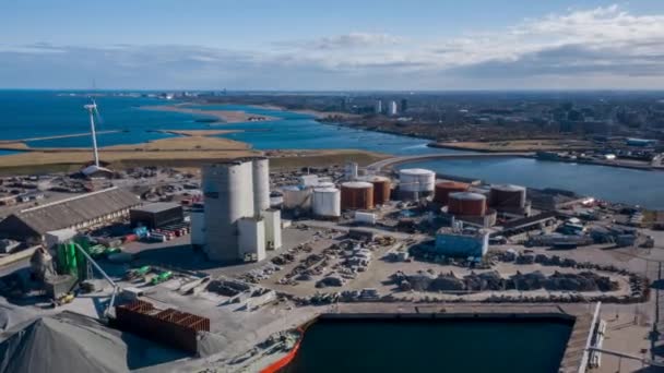 Drone Over Industrial Site In Amager — Stock Video