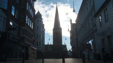 Boş Sokaklar ve Aarhus Danimarka 'nın Güzel Mimarisi