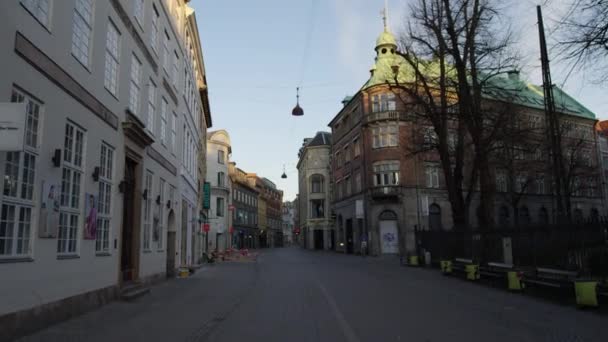 Calle vacía en Lockdown Copenhague — Vídeos de Stock