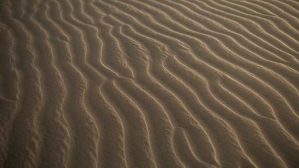 Drone Over Rippled Sand Patterns In Desert — Stock Video