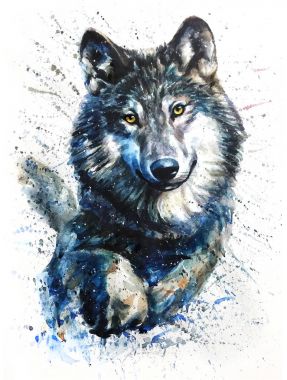Wolf watercolor predator clipart