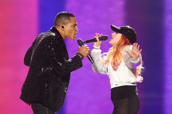 Valentina Monetta & Jimmie Wilson Eurovision 2017 — ストック写真