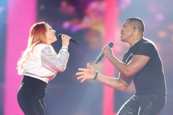 Valentina Monetta & Jimmie Wilson Eurovision 2017 — ストック写真