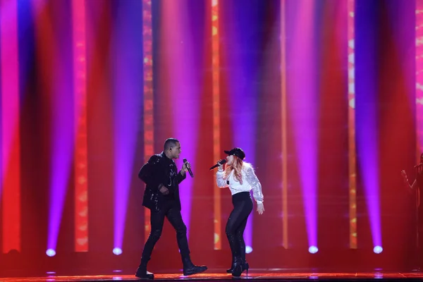 Valentina Monetta & Jimmie Wilson Eurovision 2017 — Stock Photo, Image