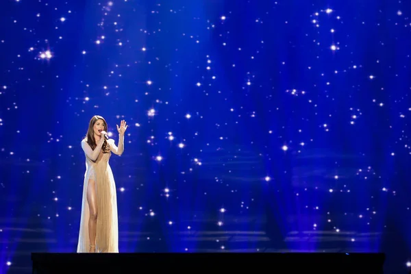 Demy de Grecia en el Festival de la Canción de Eurovisión - foto de stock