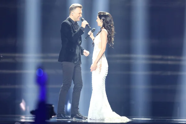 Koit Toome & Laura de Estonia Eurovisión 2017 - foto de stock