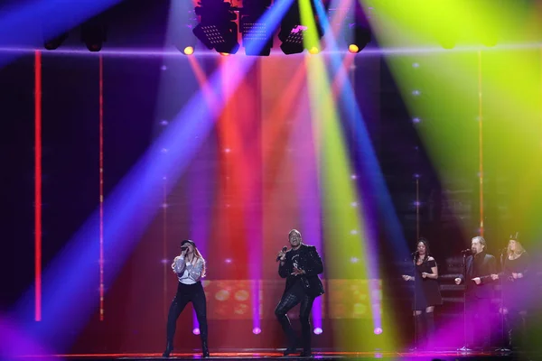 Valentina Monetta & Jimmie Wilson Eurovisión 2017 - foto de stock