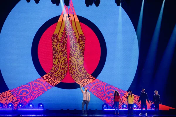 Francesco Gabbani desde Italy Eurovision 2017 - foto de stock