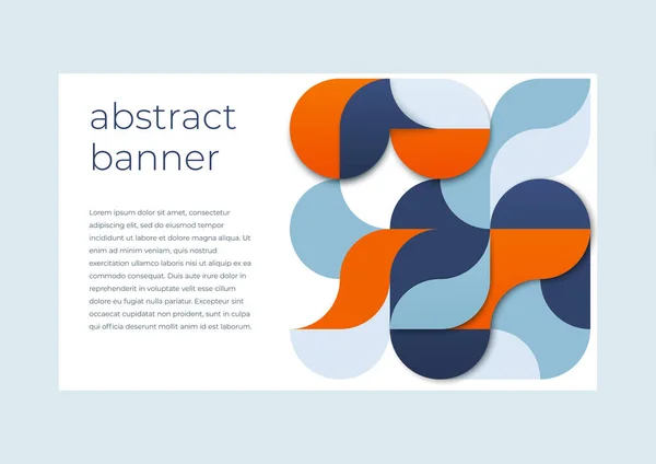 Abstrakt banner mall av geometriska radiella former i blå och röda färger med plats för text. Vektorillustration. — Stock vektor
