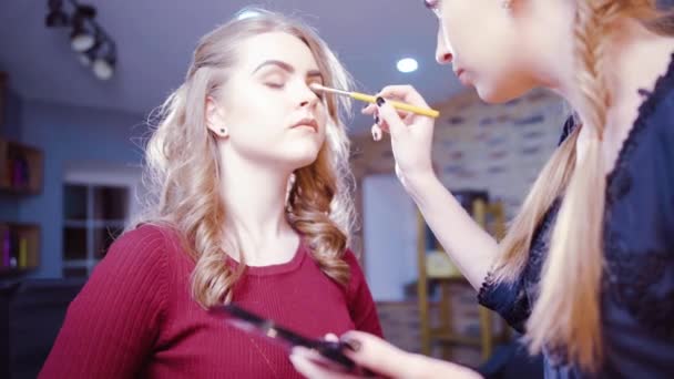 Professional makeup process — Stock Video
