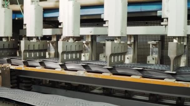 La producción de la geomalla en la máquina en la planta . — Vídeos de Stock
