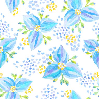 Suluboya çiçek botanik seamless modeli. İyi baskı için 