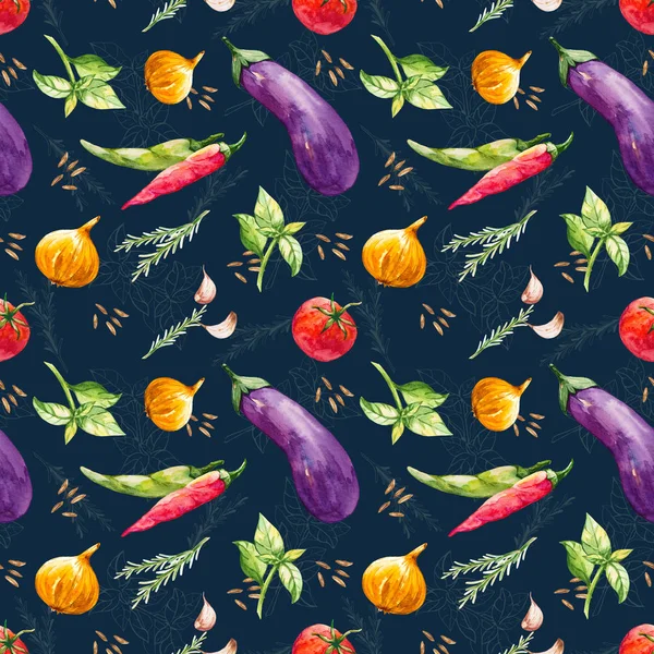 수채화 스타일에 야채와 함께 완벽 한 패턴 — 스톡 사진