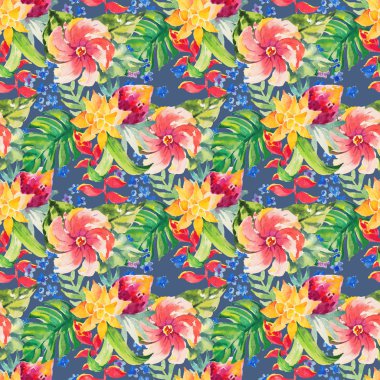 Suluboya çiçek botanik seamless modeli. İyi baskı için 