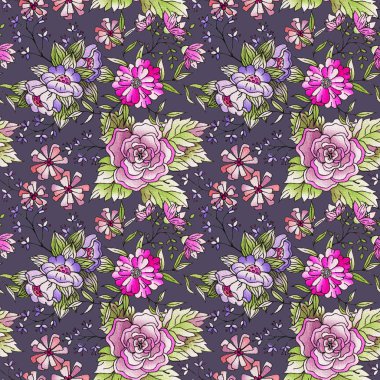 Suluboya çiçek botanik seamless modeli. İyi baskı için 