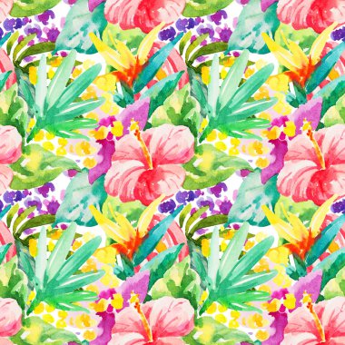 Suluboya çiçek botanik seamless modeli. İyi baskı için 