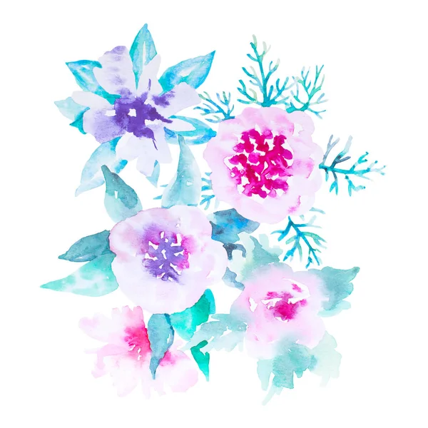 Watercolor flowers illustration. Isolated composition. Good for — Stock Photo, Image