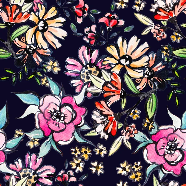 Watercolor floral botanical seamless pattern. Good for printing 