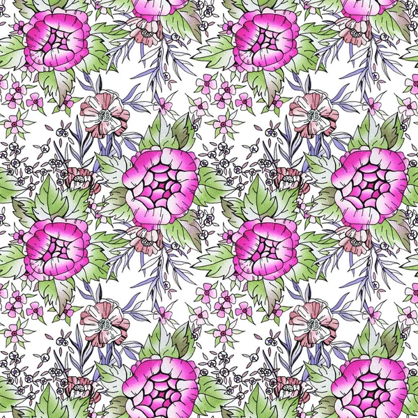 Watercolor floral botanical seamless pattern. Good for printing 