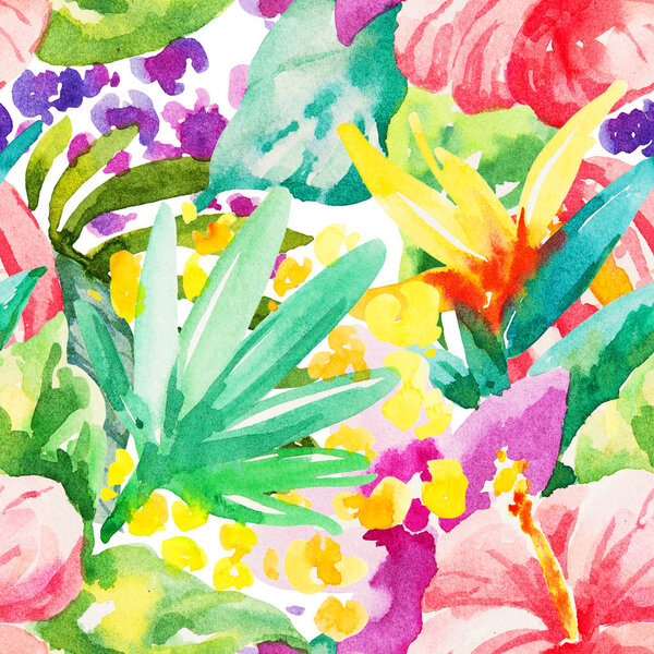 Акварель цветочный ботанический бесшовный узор. Хорошо для печати
 